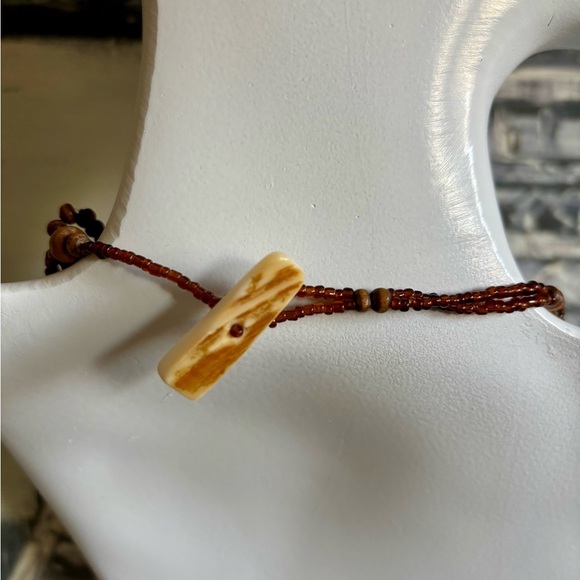 2/$15 - Handmade Multi-Strand Beaded Necklace with Shell & Wood Accents - Picture 6 of 7